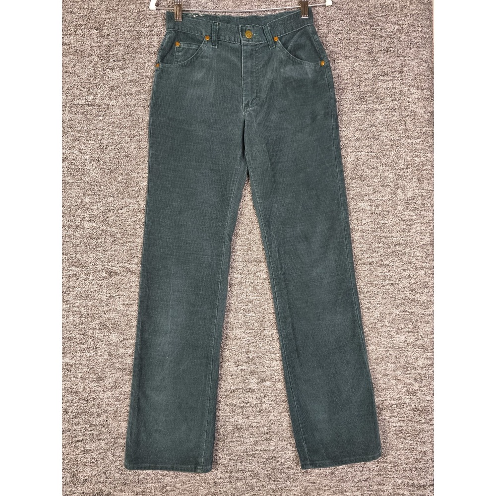 Vintage Lee Corduroy Pants Green Straight Leg Made in USA‎ 28x32 Trousers